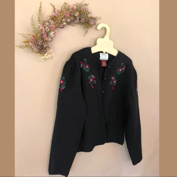 Doen-like Vintage Susan Bristol Embroidered Cardigan L - Picture 3 of 9